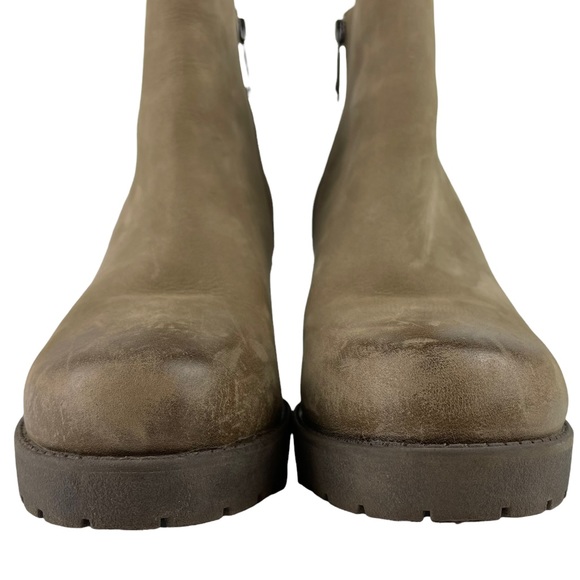 Blondo Waterproof Distressed Dual Side Zipper Genuine Leather Heeled Booties Tan - Picture 4 of 16